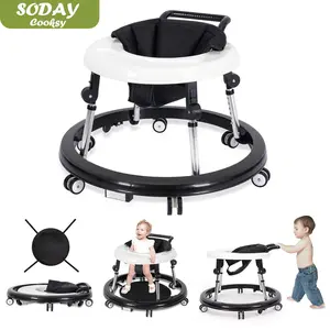 【mothersdaygift】Baby Walker Foldable with 9 Adjustable Heights, 6-12 Months  Baby Walkers, with Wheels Portable Anti-Rollover,New year Day gift Floorwalker,Rolling portable design,Valentine's Day gifts