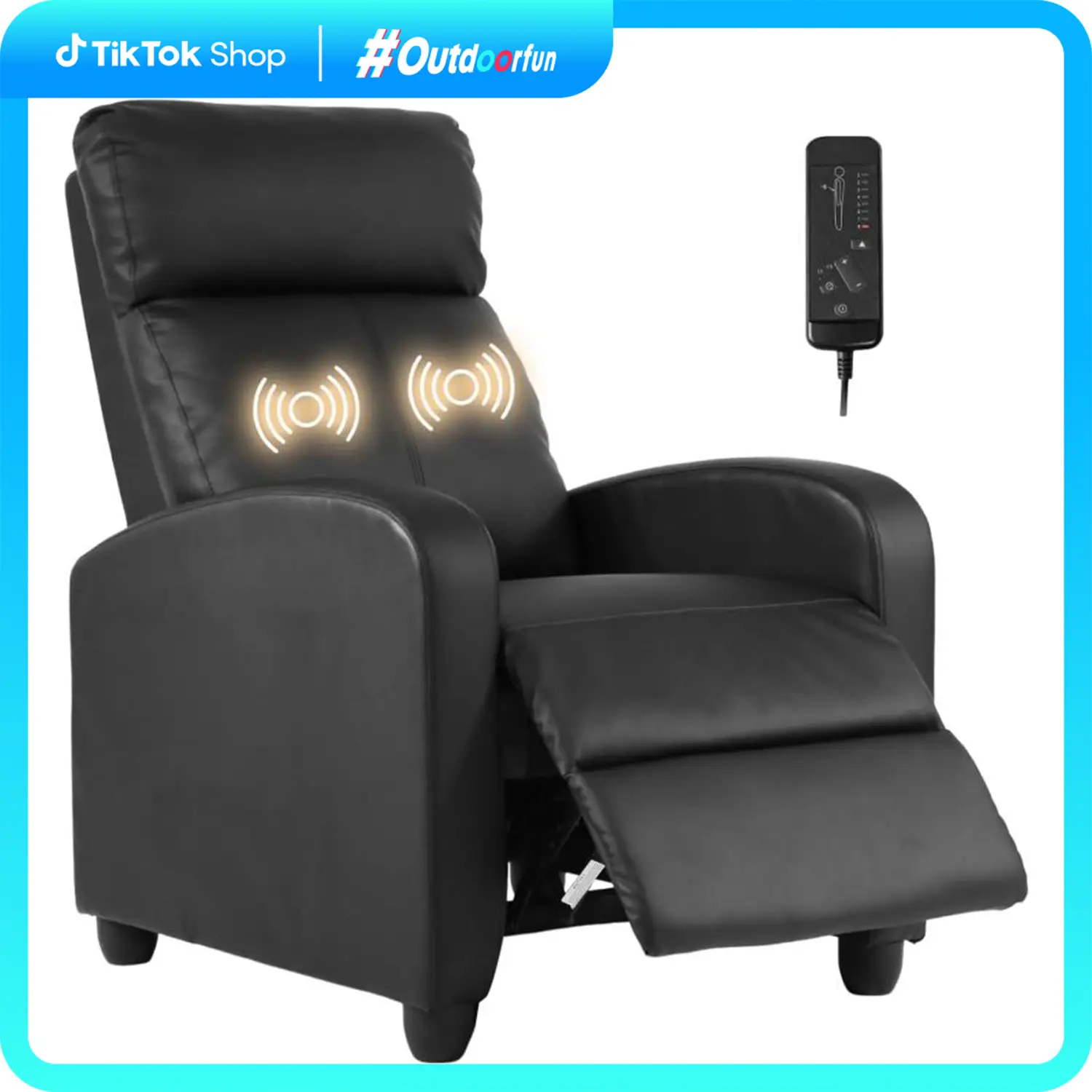 Outdoorfun Recliner Chair Breathable Padded PU Leather Massage Single Sofa Recliners for Small Recliner Chair with Footrest Home Theater Seating for B