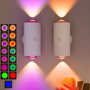 Smart Rechargeable LED Night Light with Motion Sensor – RGB Gradient Ambient Lighting, Dimmable Wall Lamp. Magnetic & Stick-On Design with USB Charging, Perfect for Bedroom, Stairs, Hallway, Entryway & Halloween Decor. Long Lasting Battery.