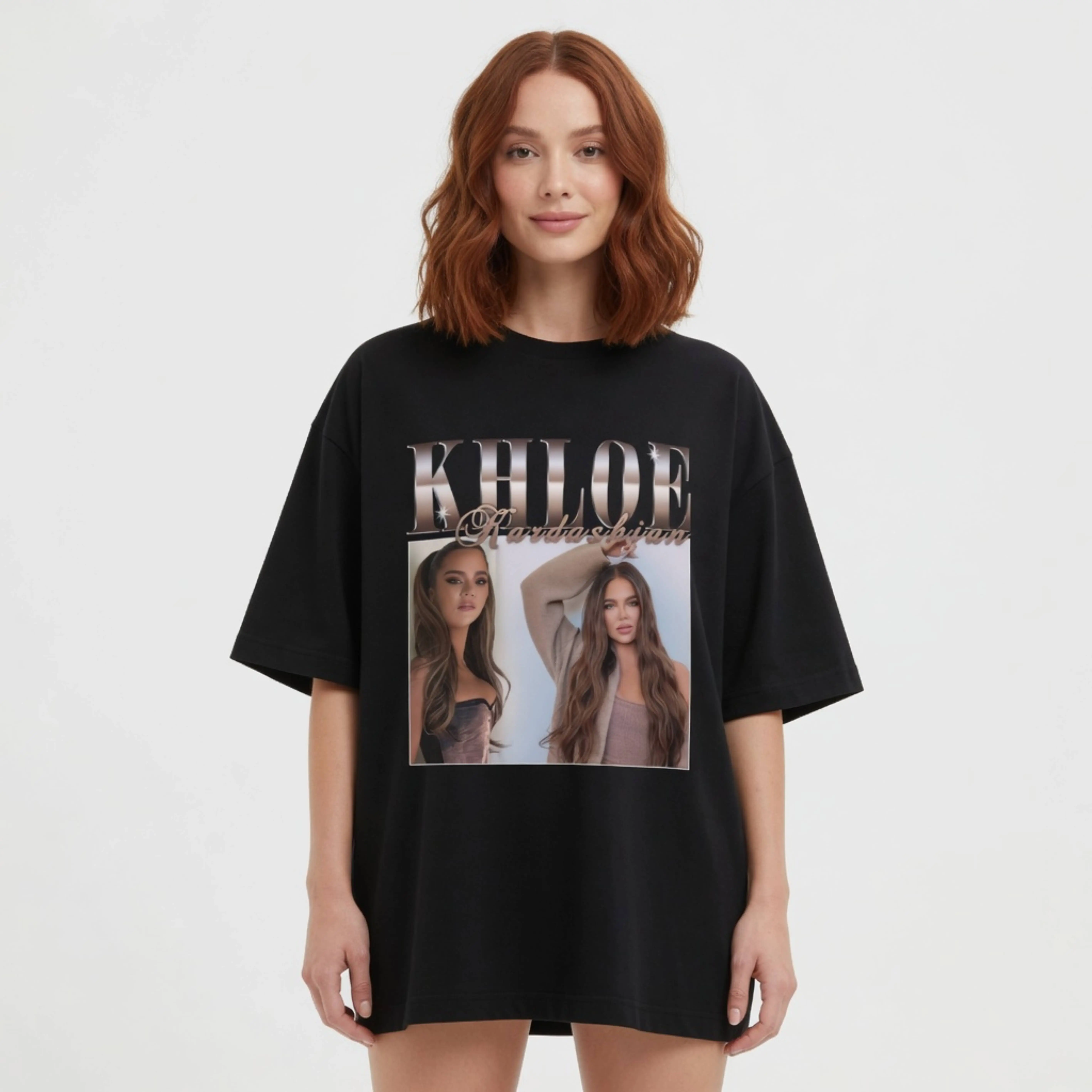 Women's Khloé Kardashian Official Style Unisex Round Neck Short-Sleeve Spandex-Polyester Sport T-Shirt, Celebrity Graphic Merch Clothing