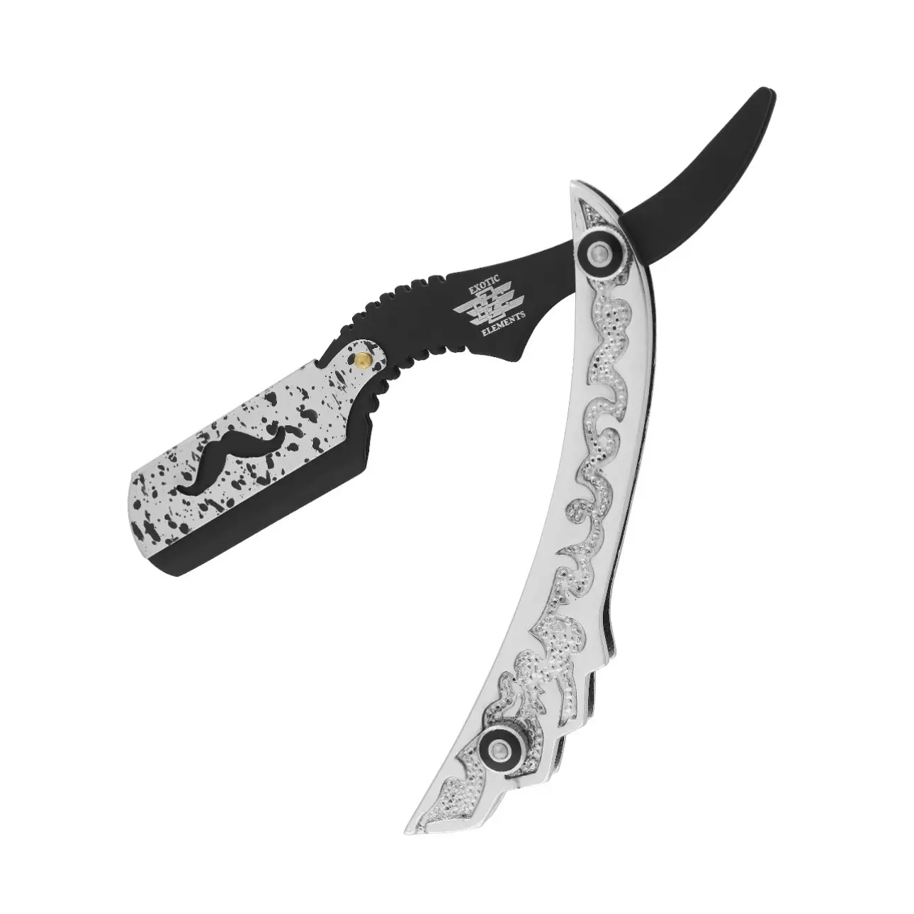 Professional and Personal Straight Edge Razor Stainless Steel Engraved Folding Handle