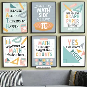 Math Motivational Posters | Set of 6 | Math Class Learning Materials Visual Learning Tools