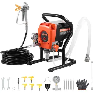 Summervibes VEVOR Stand Airless Paint Sprayer, 900W, 3300PSI High Pressure Airless Sprayer with Cart, Cleaning Brush, Hose, Extension Rod, Nozzles, Electric Spray Paint Machine for Interior or Exterior of HouseHoliday giftsVEVOR Super Brand Day