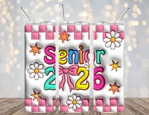 20 OZ SENIOR GRADUATION & BEST FRIENDS INSULATED SKINNY TUMBLER W/ STRAW