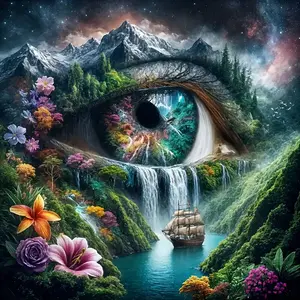 New DIY 5D Diamond Painting Kit, Natural Eye Theme Full Drill Mosaic Art, Home Wall Decor Gift, Large Size, Model Xinghao Z237