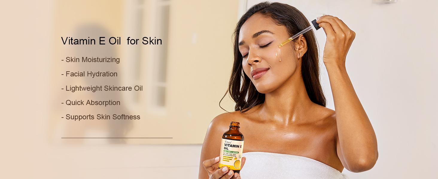 Yoken Vitamin E Oil Vitamin E oil for Skin Vitamine oils for Face Perfect Bath and Body Oil Cold Pressed Hexane Free Non-GMO Gluten Free Formula,Summervibes