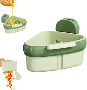 Triangular Suction Cup Kitchen Sink Strainer - Corner-Fit Food Waste Catcher with Drain Hole, Fine Mesh Filter, Automatic Press-Dumping Drainer, Compact Removable Corner Storage Rack