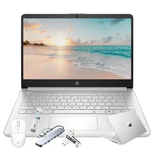 HP 14" LED Business Laptop Computer, Intel Quad-Core N150 Processor,4GB RAM 128GB UFS(+256GB SD CARD), Windows11 H in S modee,Silver