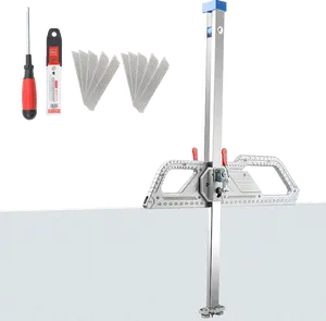 Drywall Cutting Tool, Foldable Aluminum Alloy Drywall Cutter Tool for Wall, Gypsum Board Decoration, Hand Push Dual Positioning Gypsum Board Cutter with 29 Wheels and 10pcs Replacement Blade