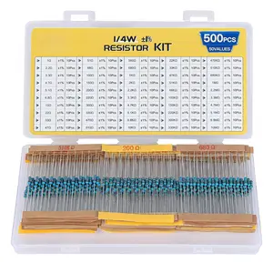 Resistor Assortment Kit - 500 count, 50 Values, 1/4W, 1 to 10M, 1% Metal Film Resistors