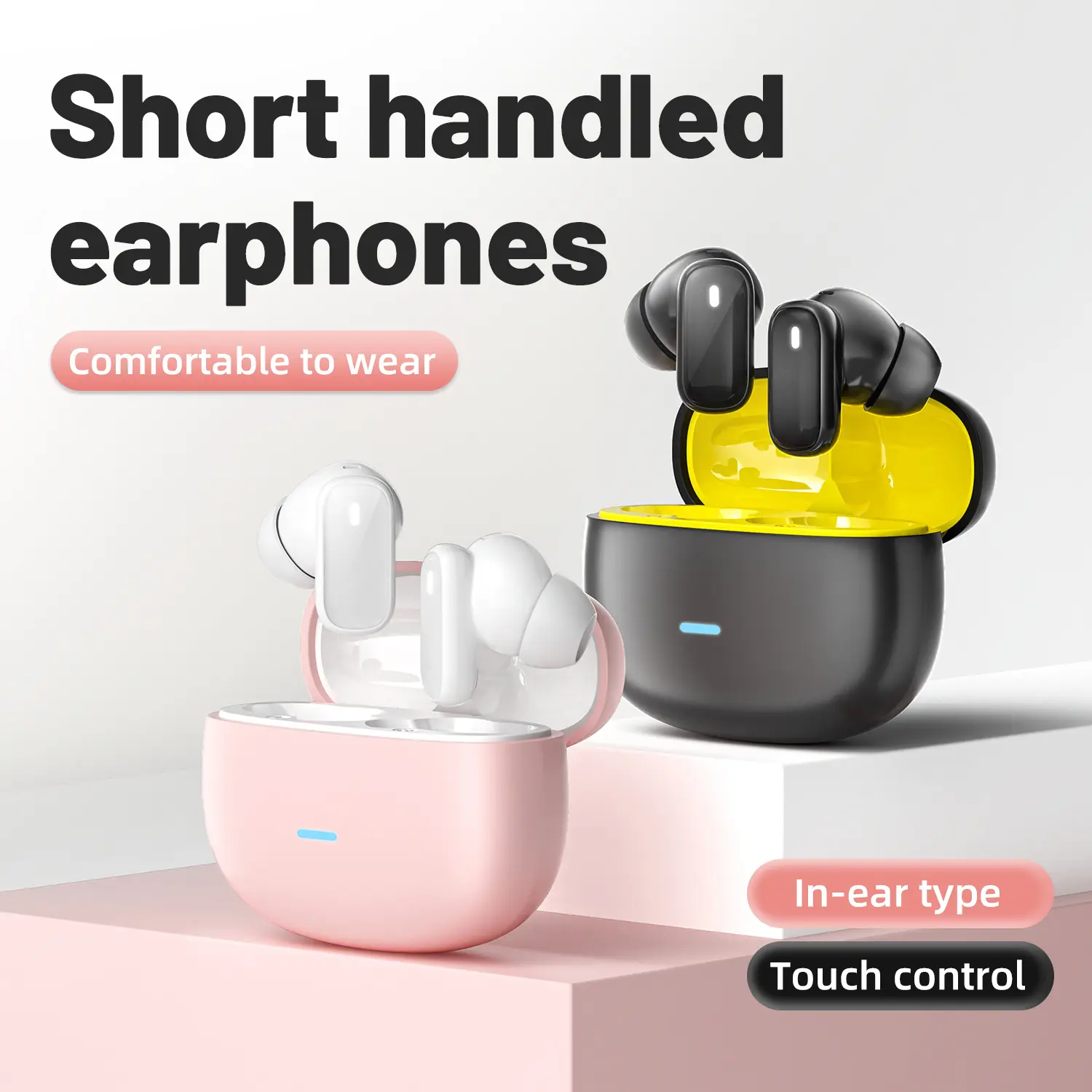INSONIXN Chargeable Audio Electronic Wireless Bluetooth In-Ear Headphones, 30-Hour Battery Life, Hi-Fi Stereo Sound, IPX7 Rated Waterproof, Built-In Noise-Canceling Microphone, Lightweight Design, Includes Charging Case, Suitable for Gym & Work