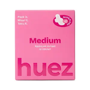 huez 100% Organic Cotton top sheet Sanitary Pads - Medium (12 Count) - 9.4 inch