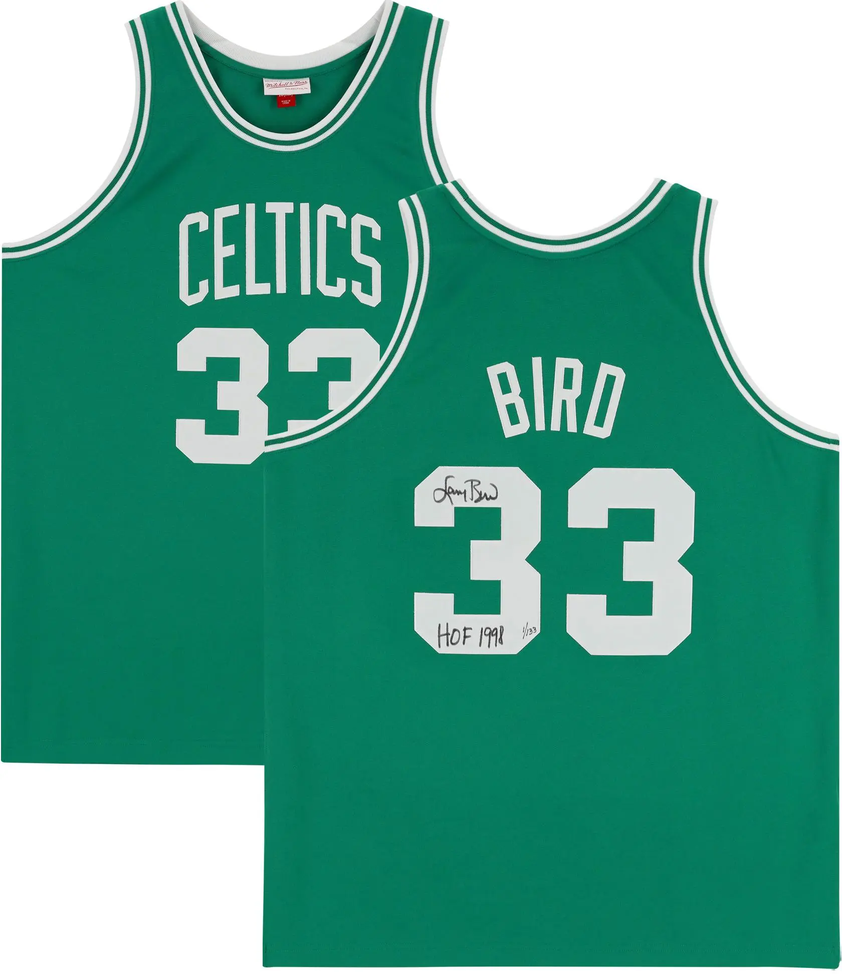 Larry Bird Boston Celtics Autographed Green Mitchell & Ness 1985-1986 Authentic Jersey with "HOF 1998" Inscription- Limited Edition of 133 - Fanatics Authentic Certified