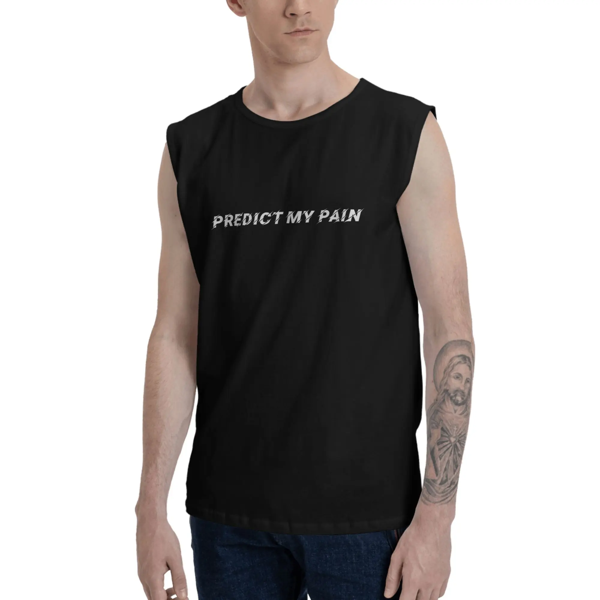 Custom Men's Sleeveless Cotton Soccer Tank Top - Soft, Stretch Menswear for Gym & Casual Wear with "Predict My Pain" Personalization