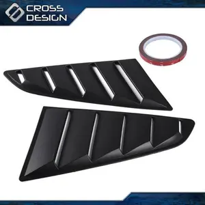 CROSSDESIGN Fit For 15-20 Ford Mustang GT V6 Black Quarter 1/4 Window Louver Scoop Cover USA