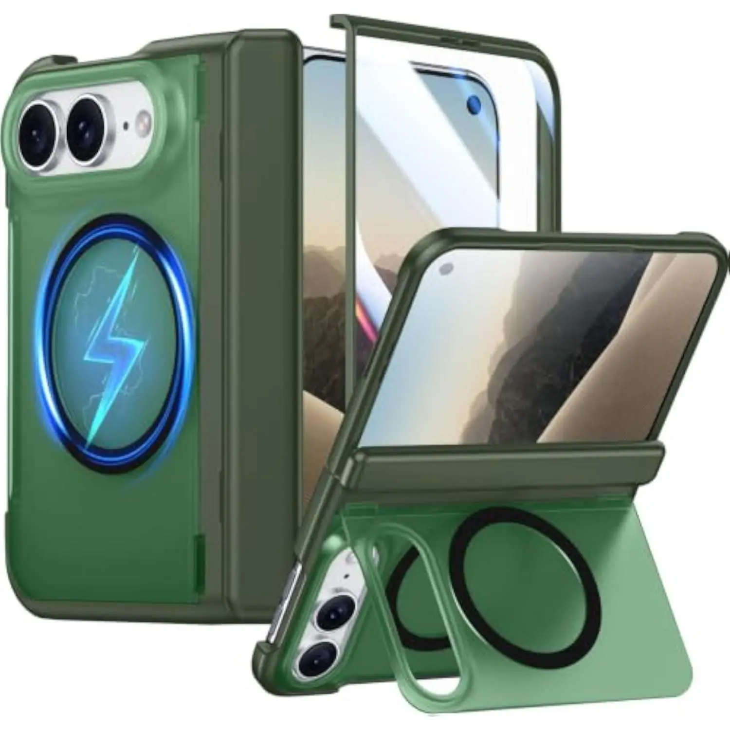 Spidercase Magnetic For Iphone Duo Case, Built-In Stand, Green