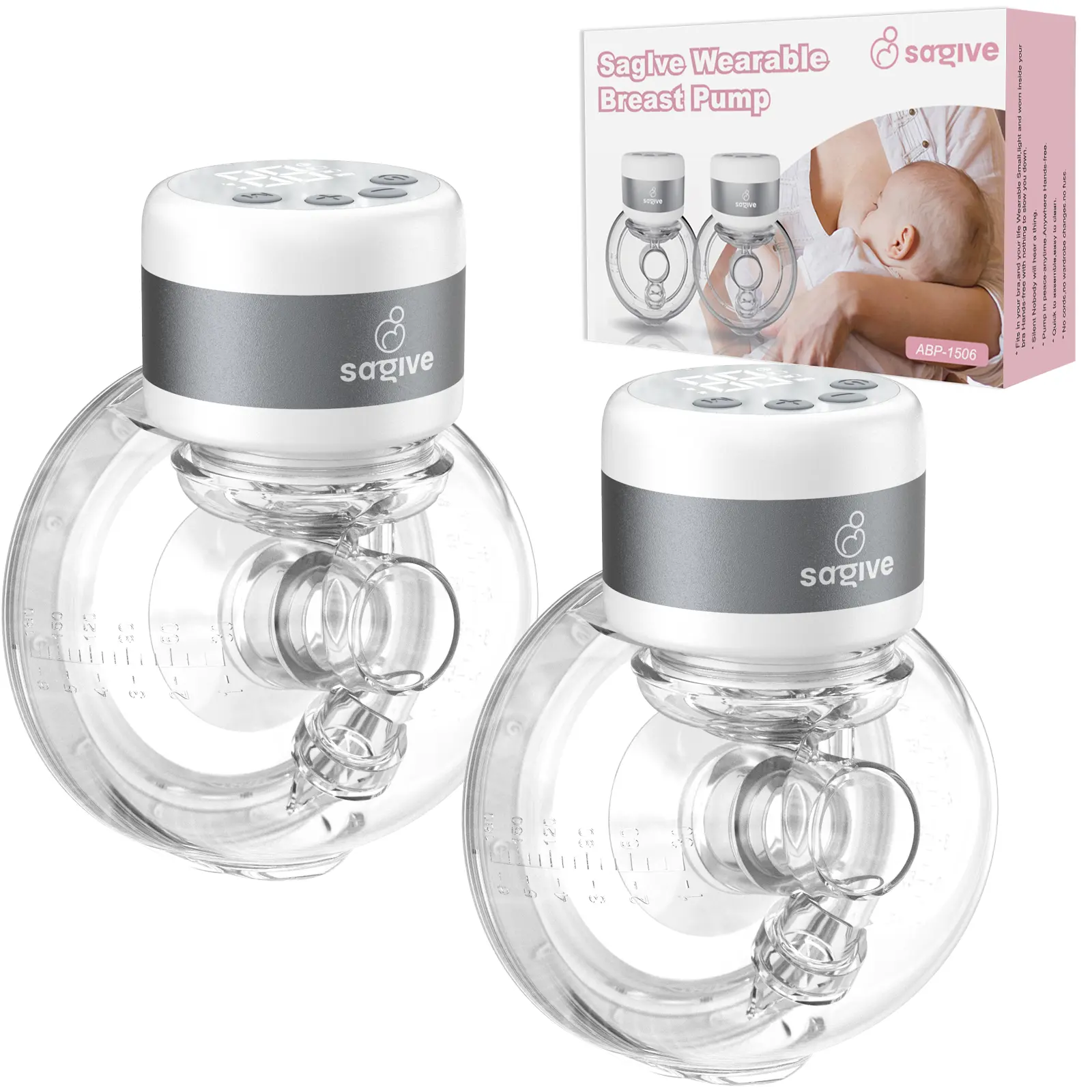Wearable Electric Double Breast Pump, Hands-Free with Adjustable Size Silicone Cups (21/24mm), LED Display, 4 Modes, Hospital-Grade Suction & Ultra-Quiet Motor, Dual Cups, Silicone Flange