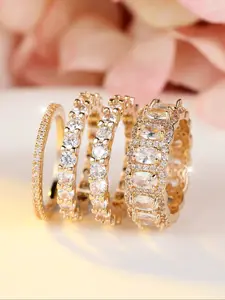 4 Pieces/Set Luxury Band Rings for Women & Men Artificial Zirconia Stackable Engagement Rings Daily Date Wear Womens Jewellery Birthday Anniversary Gift Artificial Gemstone Ring