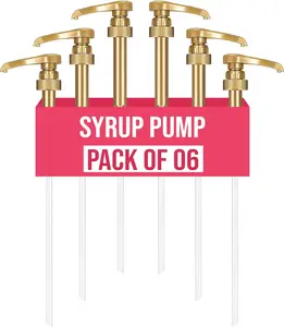 6-Pack Coffee Syrup Pump Dispenser Fits 750ml Torani, DaVinci, Jordan's Skinny (Monin 33.8oz Plastic Bottles)