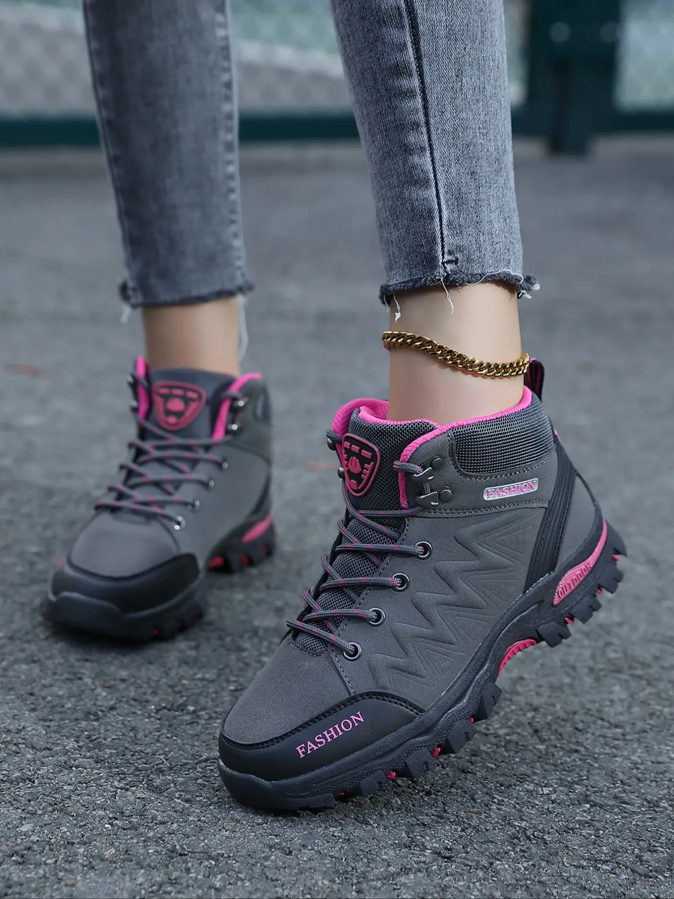 Women's Fashion Hiking Shoes, Trekking Camping Shoes, Windproof Waterproof Outdoor Sports Sneakers, Durable High Top Casual Footwear for Daily Wear, Lightweight Waterproof Hiking Boots, Waterproof Feature