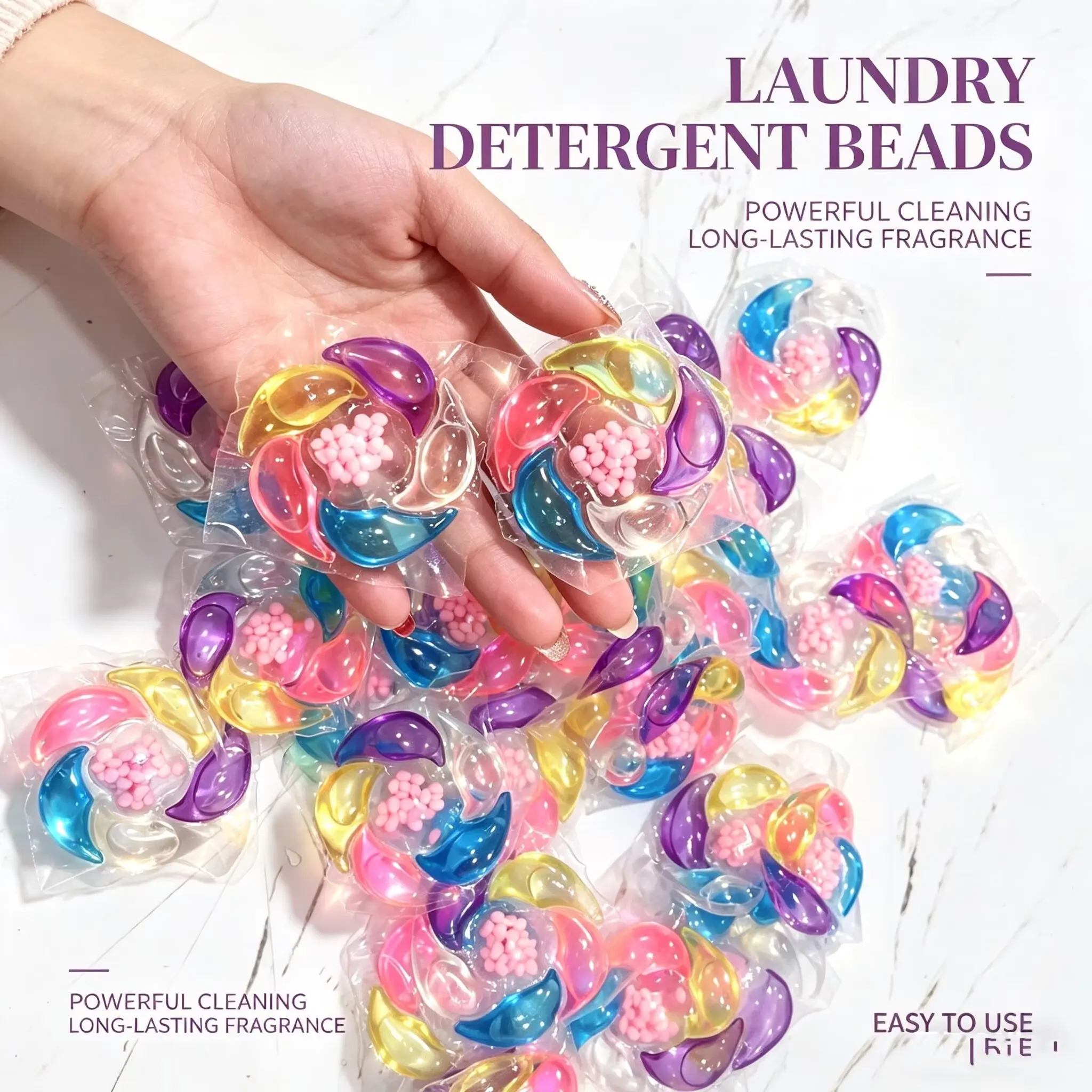 50-Pack Six-In-One Laundry Detergent Pods, 6D Long-Lasting Scent, Concentrated Stain Removal, Home Care, Softening, Multi-Functional Household Pack, Scented Detergent