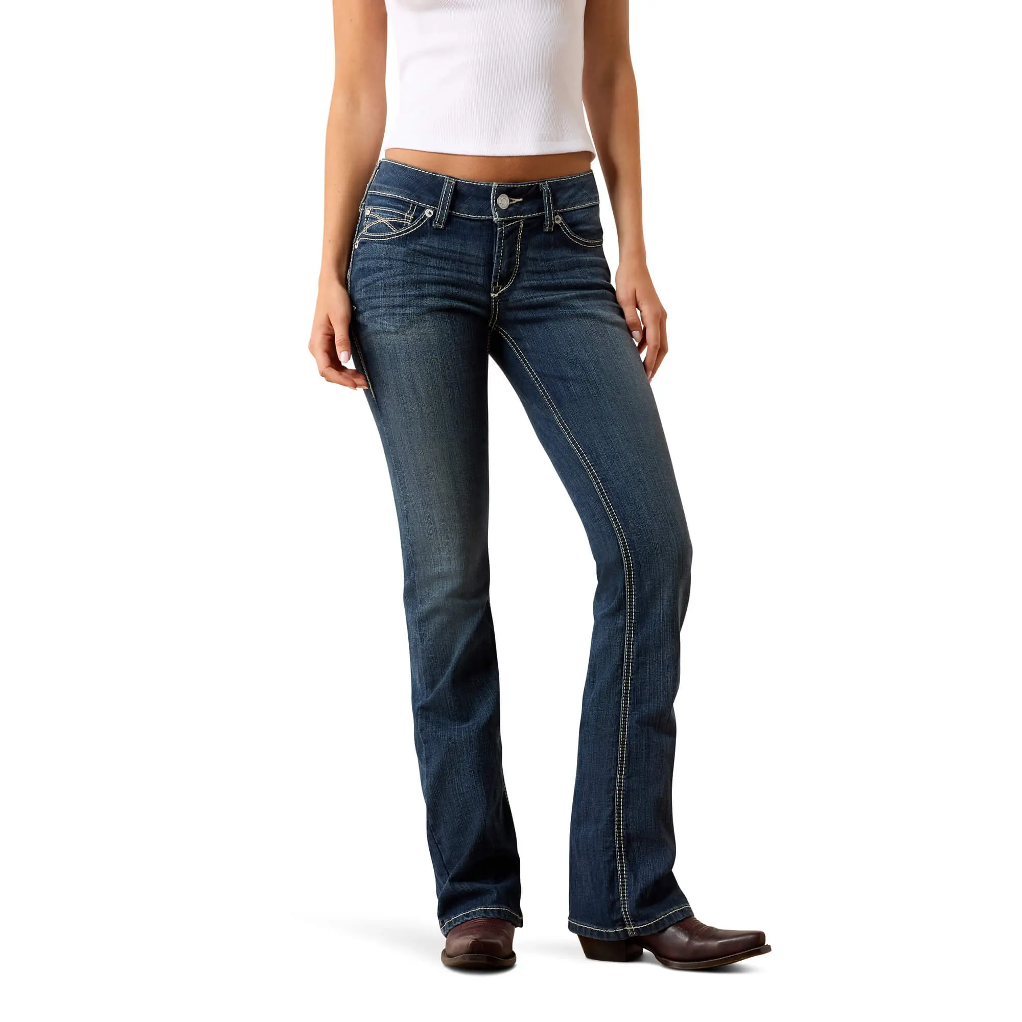 Women's R.E.A.L. Mid Rise Arrow Fit Stretch Shayla Boot Cut Jeans