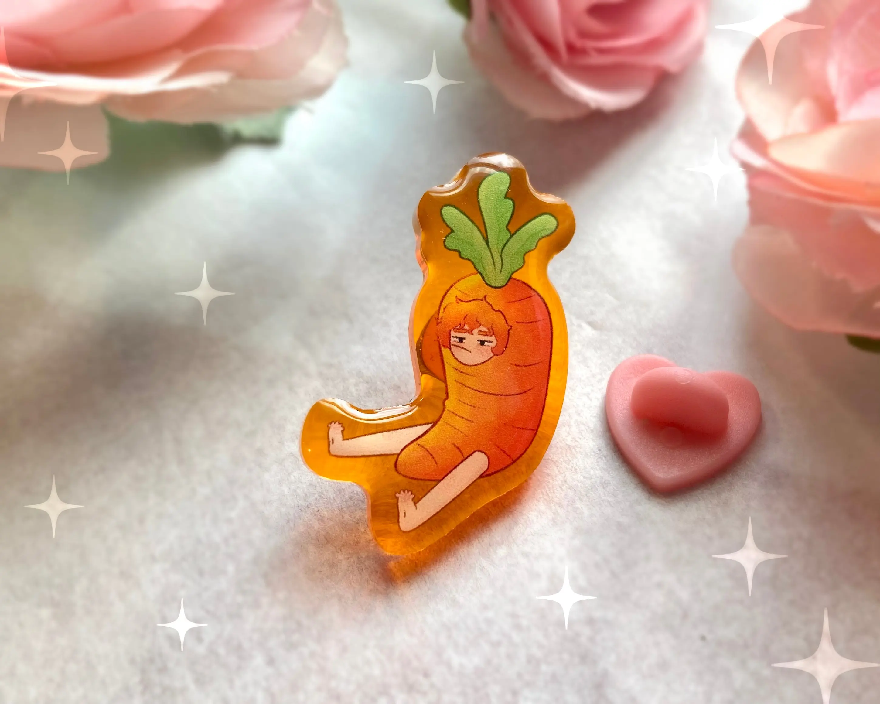 Carrot Boy Acrylic Pin 1.25", Perfect for Clothes, Bags, Pin Boards & More - Fashion Accessories