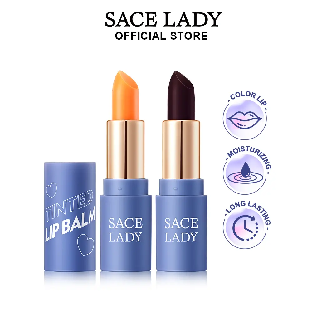 SACE LADY Tinted Lip Balm Stick - Makeup Cosmetic, Moisturizer, Waterproof, Long-Lasting, Discoloration Pigmented Lip Stain, Gloss