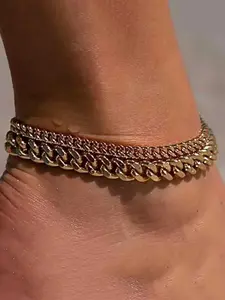 Waterproof Thick Cuban Chain Anklet Set, Elegant Fashion Jewelry Gift, Alloy Chain, All Seasons Wear, Trendy Jewellery Accessories, Fashionable Jewelry Accessories