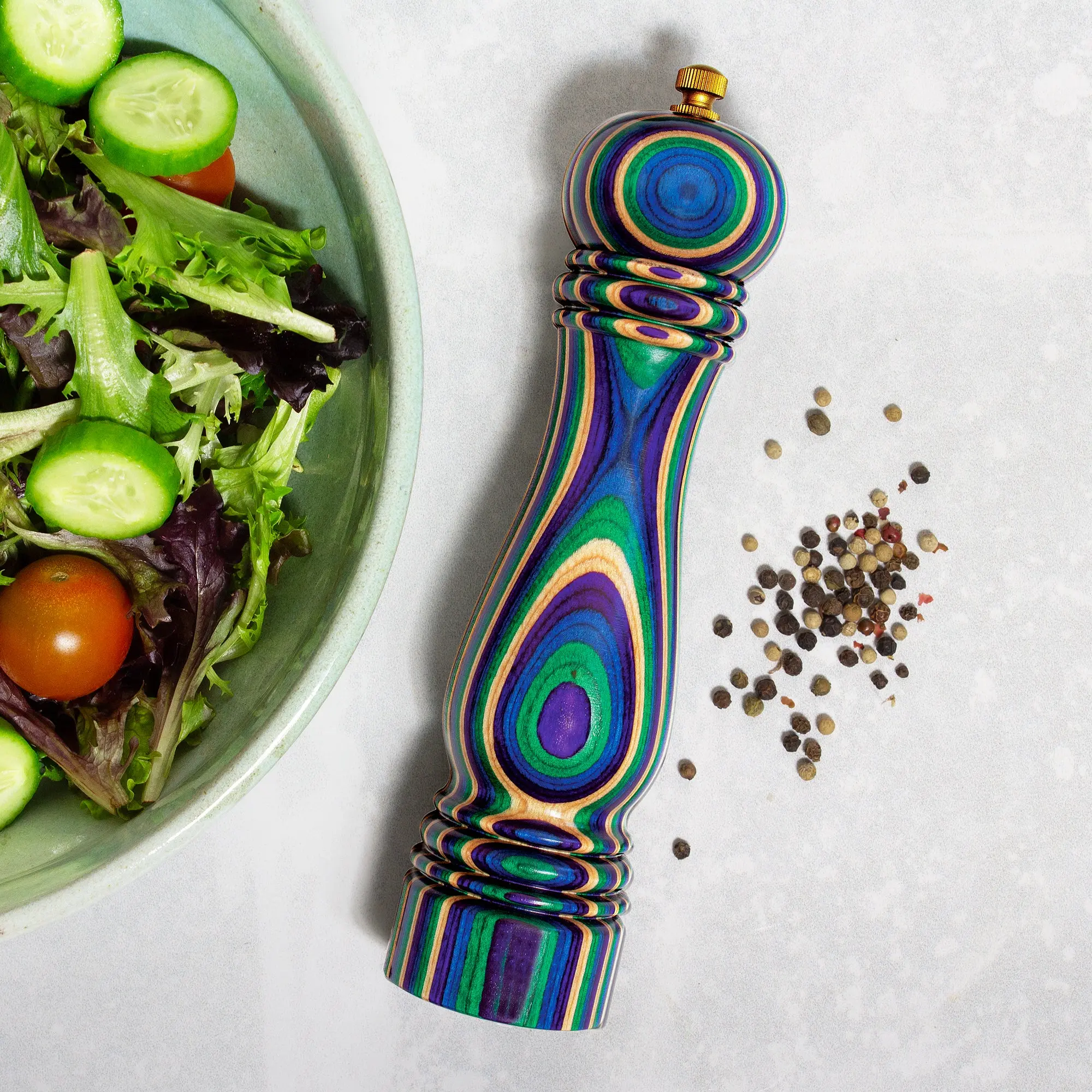 Baltique Mumbai Collection Pepper Grinder, Wooden Refillable Spice and Pepper Mill for Cooking and Serving