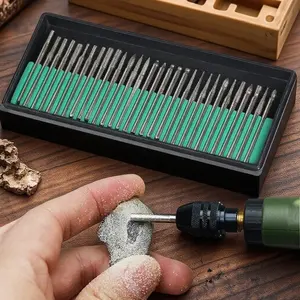 30pcs 3mm Diamond Rotary Burr Set High Precision Engraving Polishing Grinding Bits for Jewelry Bead Detailing Wood Glass Stone DIY Jewelry Decoration DIY Crafts Professional Electric Grinder Tools Durable Abrasive Accessories