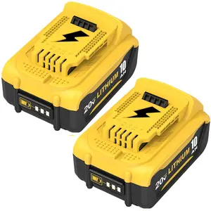 2 Pack DCB206  20V 10.0Ah Lithium High Capacity  Replacement Battery Compatible with Dewalt 20V Cordless Tools with Digital Indicator