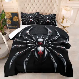 Spider pattern quilt, includes 1 quilt and 1 or 2 coreless pillowcases, suitable for home or dormitory decoration, very suitable as a moving gift