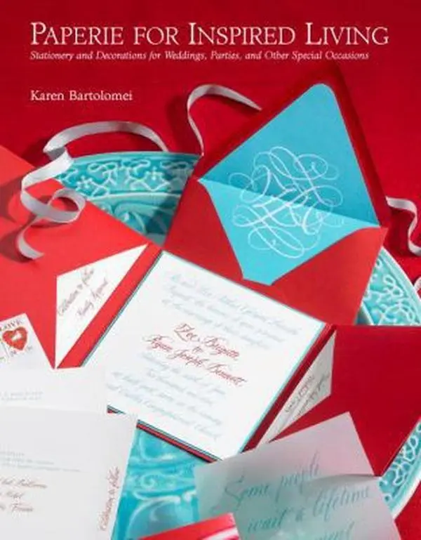 Used Hardcover Book - Paperie for Inspired Living by Karen Bartolomei (English): Customized Stationery Suite, Custom Invitations, Tags for Weddings, Dinner Party, Backyard Events, Computer-Ready Design Notes, Craft Store Embellishments (1.9 lbs)