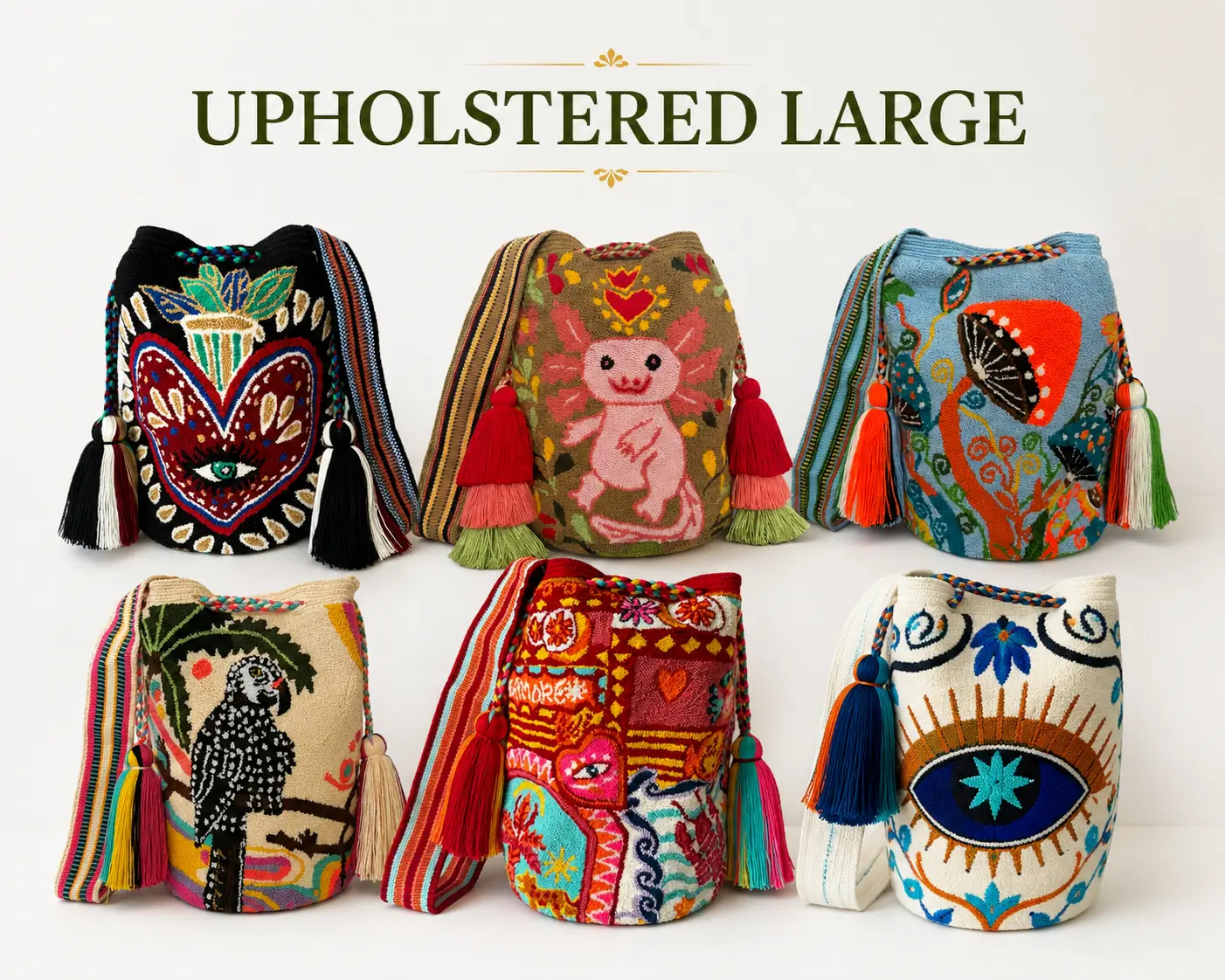 Luxury Large Bucket Bag Upholstered | Handmade Crossbody Bag with Inner Lining