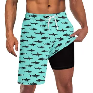 Mens Swim Trunks with Compression Liner 9'' Inseam Quick Dry Swimsuit Shorts M-3XL