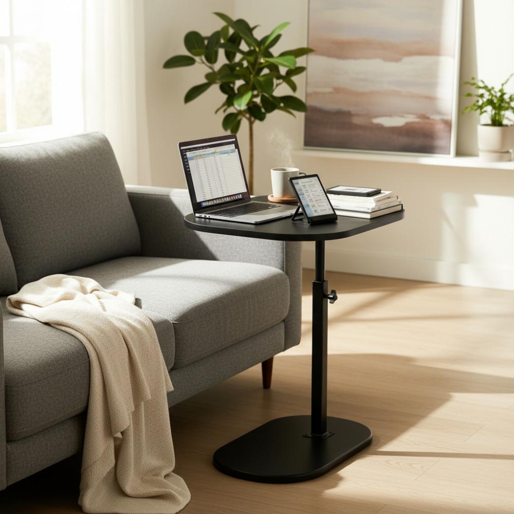 Height Adjustable Sofa Side Table, Multi-Functional End Table for Living Room, Bedroom, Balcony, Stable Overbed Laptop Stand Snack Tray Height Adjustable Sofa Side Table, Multi-Functional End Table for Living Room, Bedroom, Balcony, Stable Overbed Laptop Stand Snack Tray