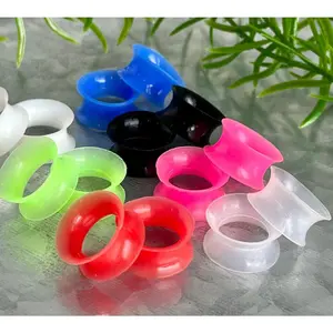PAIR Super Soft Thin Silicone Tunnels Ear Skins Plugs Gauges Body Jewelry