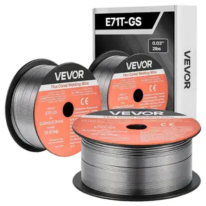 VEVOR Flux Core MIG Welding Wire, E71T-GS 0.03-inch 2 LBS, Gasless Mild Steel Welding Wire with Low Spatter for All Position Arc Welding, Self-Shielded for Outdoor Use (Pack of 3 Rolls)