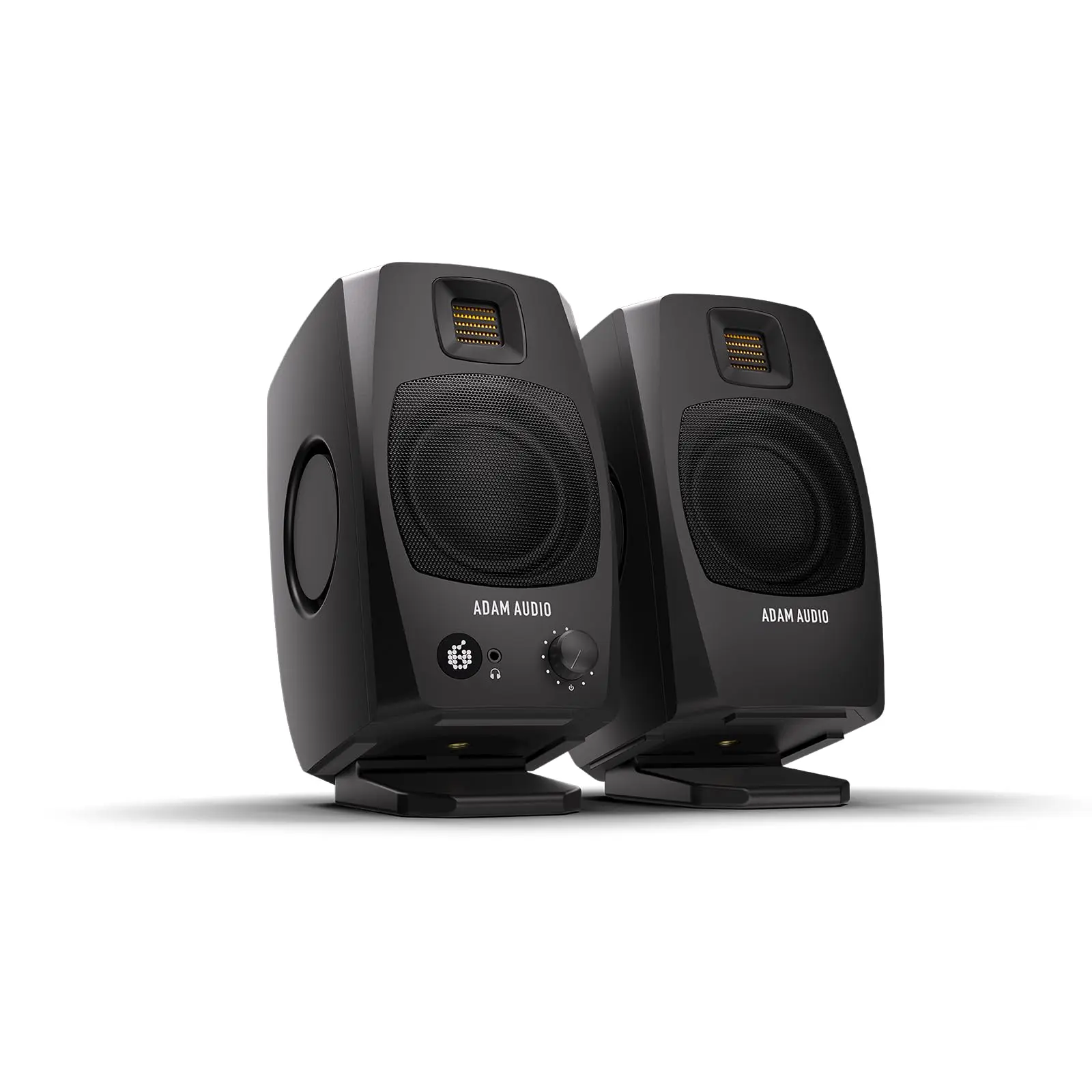 ADAM Audio D3V Active Desktop Stereo Monitor Speaker System (Pair, Black) - USB-C Connection, Aluminium Build, Volume Knob, Stands, PC & Laptop Compatible, Mobile Device & Socket Ready, 20-Minute Auto Sleep Mode