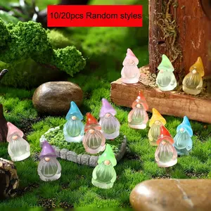 10pcs/20pcs Mini Glow-In-The-Dark Dwarf Fairy Resin Statues, Garden Sculptures, Micro Landscape Decor, Outdoor Garden Indoor Planter Ornament, DIY Decoration, Garden Gnomes