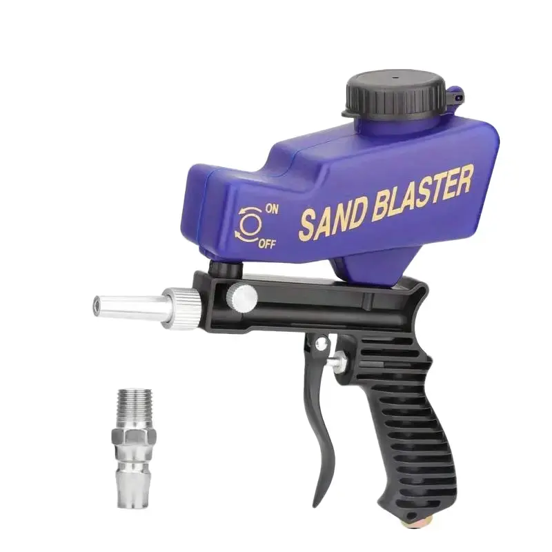 Portable Gravity-Feed Sand Blaster Gun - 90-150 PSI Pressure, 600cc/18 oz Capacity, 46-100 Abrasive Size, Adjustable Power Air Tool for DIY Auto Repairs, Rust/Paint Removal, Industrial Home Supplies