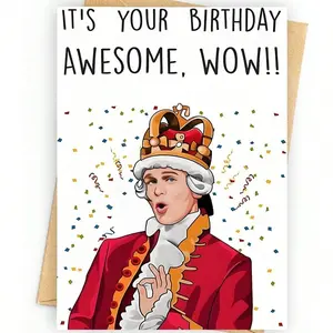 1pc - With Envelope, Creative Hamilton Birthday Greeting Card, Funny Birthday Card, Custom Message Card, Suitable As Birthday Gift For Anyone, School Supplies, Back To School
