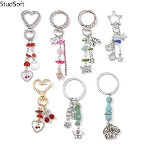2026 New Cherry & Heart Keychain, Neutral Style Turquoise Elephant Butterfly Key Ring, Backpack Bag Charm