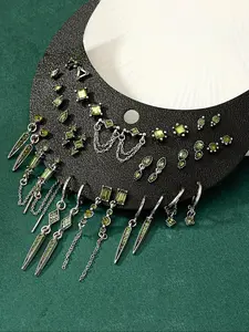 Vintage Punk Style Rhinestone & Chain Decor Earrings Set, High Quality Earrings, Fashion Jewelry for Party, Daily Clothing Decor, Trendy All-match & Exquisite Jewelry for Birthday Gift