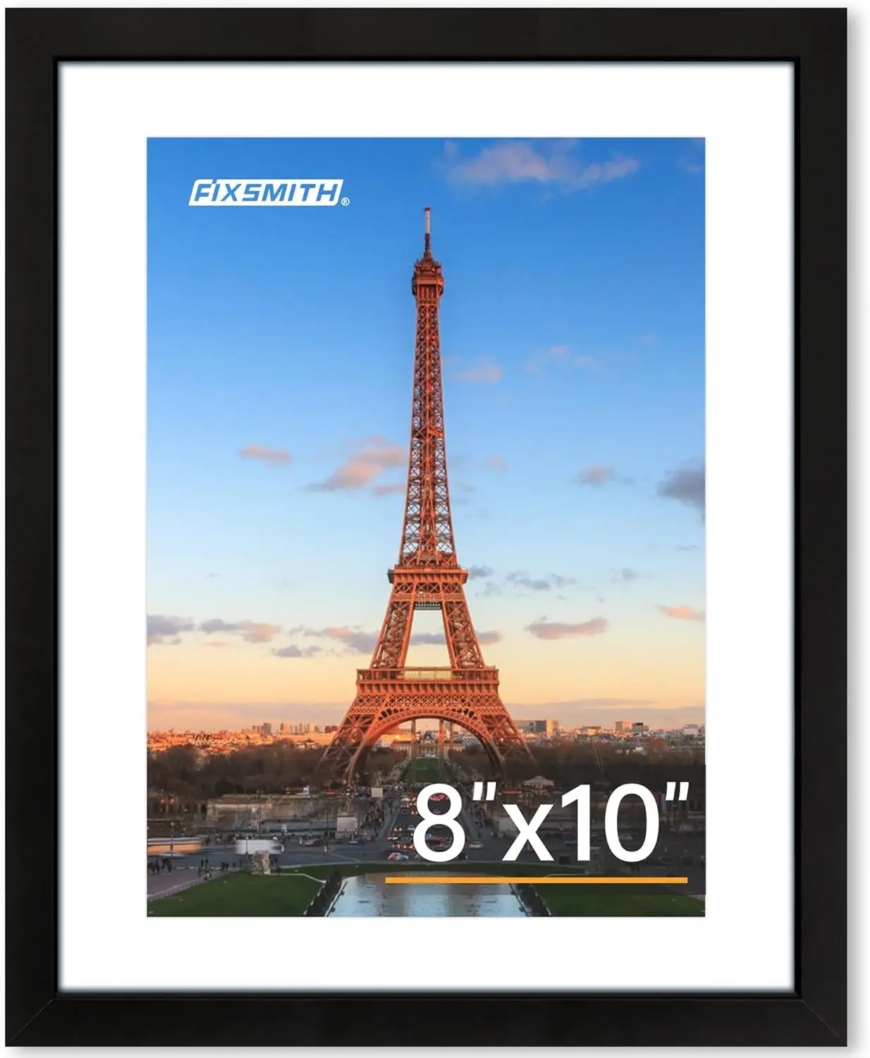 FIXSMITH 8x10 Picture Frame Set of 2 (MDF Wood, Minimalist Black) - Flower-Themed Hanging/Tabletop Frames with HD Plexiglass, Holds 5x7 Photos with Mat or 8x10 Without Mat, Holds Photos Tight, Home Decor Gift Idea