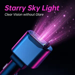 66W Super Fast Charging 4-in-1 Electronic Car Charger - Retractable Automotive USB Adapter with Star Project Night Light, Carplay Support, LED Decorative Ceiling Lights, Compatible with iPhone, Samsung
