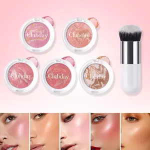 Marble Blush Powder with Brush, Shiny Silky Smooth, Natural Luster, Long Lasting Waterproof, Ideal for Daily & Party Makeup, Cosmetics