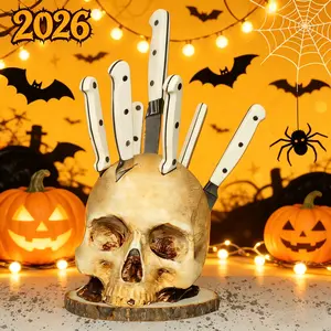 Gothic Skull Knife Holder for Steak Knife Set Storage Only (Knives Not Included) | Halloween Decor & Valentines Gift for Boyfriend | Unique Kitchen home essentials funny gifts for guys home decor items home kitchenware trippy