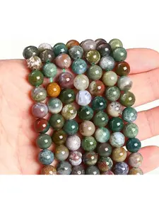 60Pcs Natural Indian Agate Beads, 6mm Round Gemstone Loose Beads Strand (15") for Jewelry Making, DIY Necklace & Bracelet Supplies